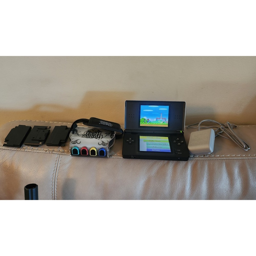 Nintendo DS Lite - Guitar Hero Edition, W/ Grip, 3 Dongles, Charger, Super Mario